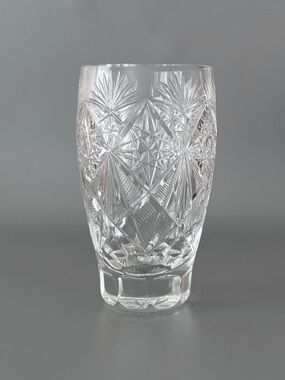 Vintage USSR Crystal Cut Glass Highball Tumbler Starburst Pattern